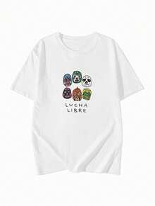 Made In Japan, Spring/Summer Cotton, Round Neck, Loose Fit, Versatile, Simple, English Print Short-Sleeve T-Shirt - White - View 3