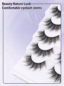 7 对 5D 卷翘假睫毛，16 毫米，适合日常佩戴，漫画风格，旅行必备。