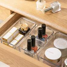 Living And Home Premium Transparent Desktop Organizer Set (6 Or 12-Piece) - Modular PS Plastic Drawer & Desk Organizers - Stackable - 6PCS Transparent - 查看 7