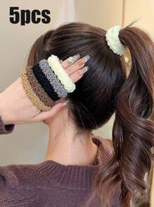 5/10/20 piezas Lazos de pelo extra elásticos y anchos, scrunchies sin arrugas y sin costuras para peinados de coleta, diseño resistente y minimalista