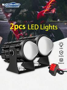 GLANBERT 2 piezas/paquete Faro de motocicleta con interruptor, luz mini de aluminio LED, diseño de foco de doble color, adecuado para motocicletas y vehículos eléctricos - Multicolor - Ver 3