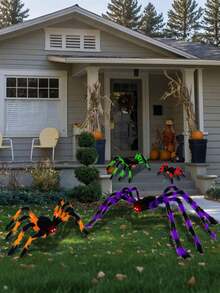 1pc 29.53in Halloween Spider, Red-Eyed Giant Spider,Giant Plush Spider Halloween Decoration, Colorful Furry Terrifying Halloween Spider Decorations Huge Terrifying Halloween Props, Realistic Furry Spider Sets Realistic Giant Scary Spider Props Decoration Halloween Spider Horror Fake,Party Prop, Outdoor Hanging Fake Spider Fall Autumn,Christmas - Multicolor - View 10