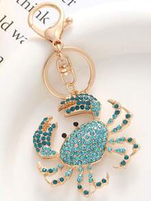 Llavero con forma de cangrejo de metal con rhinestones de colores, accesorio creativo de estilo europeo y americano, accesorio para coche, bolso, mochila escolar, regalo lindo gótico y Y2K para madre, padre, graduación y maestro - Multicolor - Ver 8