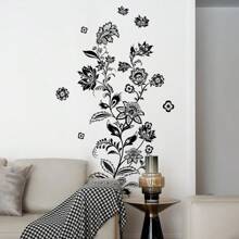 1pc Black Vine Flower & Butterfly Fridge Decoration Sticker, Stickers, Wall Decal, Vinly Decal For Home Decorations, Spring Decoration Items Refresh Your Home, Festival Decoration Stickers Gifts Birthday Graduation