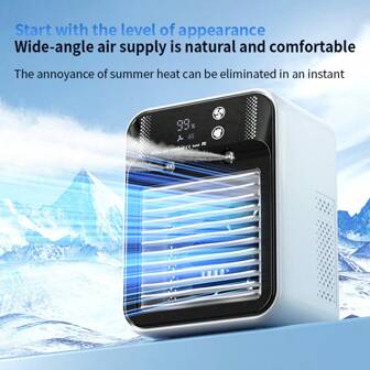New Model Portable Air Cooler, 2 Wind Speed Settings, 2 Mist Modes, 500ML Water Tank, 3000mAh Battery Capacity, Suitable For Bedroom, Office And Other Scenarios