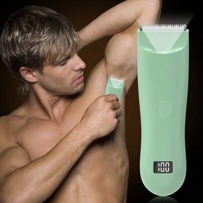 Men's Body Hair Trimmer - Professional Electric Shaver For Groin And Pubic Hair, Cordless Grooming Tool With Ceramic Blades, USB Charging, LED Display With Light