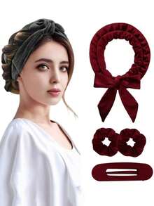 4 件套 Slouchy 非加热卷发棒礼品套装、发带卷发器美发大波浪、夜间护理卷发、非加热卷发棒、自然柔软带夹子和环造型工具、高级礼品盒、适合所有发型、返校、旅行度假必需品、卷发器、卷发产品、卷发器、卷发滚筒、圣诞节、卷发器、卷发产品、卷发、卷发滚筒、卷发工具、非加热卷发器、卷发刷、美发设备、非加热波浪、旅行必需品、发型、美发 - 彩色 - 查看 3