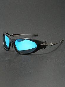 1 par de óculos masculinos futuristas, distópicos, Y2K, com design de explosão estelar, versáteis para uso casual, ao ar livre, na rua, em festas e festivais.