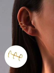 1PC 925 Sterling Silver 3-Layer Hoop Cuff Earring For Women Ear Cuff For Girls Non Pierced Ear Clips Cartilage Earring Women Jewelry