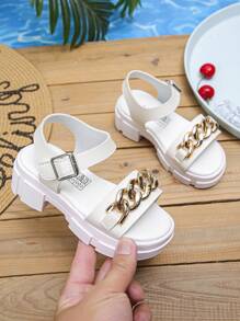 1 Pair Fashionable And Beautiful Girls Single Strap Anti-Slip Thick Soled Sandals, Stylish And Atmospheric, Suitable For Summer Outdoor Wear