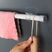 6 件免钉可调节窗帘杆支架夹钩杆支架粘性墙壁窗帘固定夹挂架挂钩 - 無色 - 查看 3