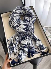 波西米亚风简约印花女士围巾，新款保暖披肩，适合春夏穿着，时尚沙滩配饰，多功能头巾/披肩/沙滩巾，女士配饰，度假旅行必备 - 彩色 - 查看 19