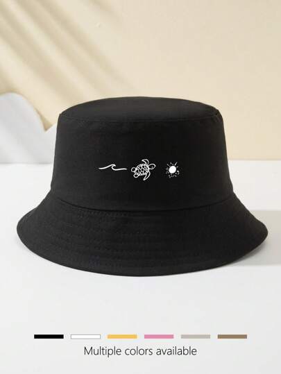 1pc Women's Wavy Turtle Print Bucket Hat, Outdoor Sports Travel Beach Must-Have, Breathable Fashion Versatile Sun Hat, Gift/Holiday Gift