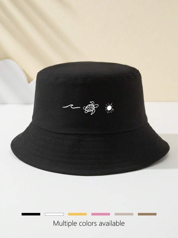 1pc Women's Lion Head Embroidered Bucket Hat, Outdoor Sports Travel Beach Essential, Breathable Fashion Versatile Sun Hat, Gift For Holidays