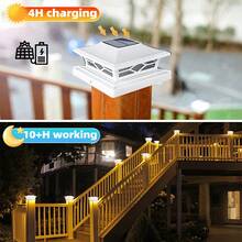 Solar Post Cap Lights 2-Pack, Solar Post Lights Outdoor Waterproof, IP44 Solar Powered For , 3.5x3.5", 4x4", 5.5x5.5" Vinyl/Wooden Posts, Decorate Deck, Patio, Porch, Fence - 白色 - 查看 3
