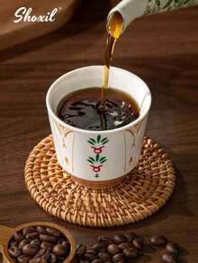 shoxil 1 件陶瓷咖啡杯，中东沙特咖啡杯，150 毫升，卡布奇诺蜡烛杯，节日礼物，适合下午茶、家庭聚会、餐厅、咖啡馆、露营 - 咖啡杯 - 查看 6