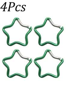 4 Peças Mosquetão de Estrela de Alumínio, Chaveiro de Gancho de Mola Criativo, Acessórios para Camping e Caminhada ao Ar Livre - Multicolorido - Visão 19