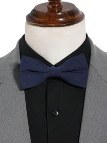 1pc Men's Casual Solid Color Simple Design Dual Layer Bowknot,Suitable For Wedding,Party,Gift,Prom Accessories, Wear With Suit Men Necktie - A - View 4