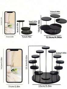 Giá trưng bày bánh cupcake acrylic nhiều tầng, giá trưng bày nhẫn/bánh cupcake, phụ kiện trang trí tiệc, giá trưng bày bánh ngọt và tráng miệng hình tròn nhiều tầng, thích hợp để trưng bày nhẫn, bông tai, tượng nhỏ, phụ kiện cưới màu đen và trong suốt. - Nhiều màu - Xem 4