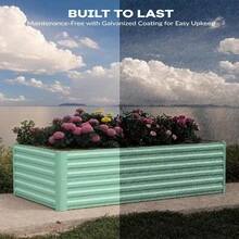 1pc Raised Garden Bed Square Metal Planter Box - 0.5mm Thick Galvanized Steel Planter Box, Easy Tool-Assembly, Open-Bottom Design For Outdoor Use - 綠色 - 查看 5