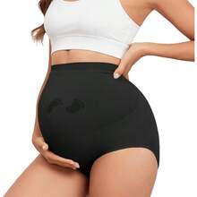 Ropa interior de maternidad sin costuras, bragas de maternidad de cintura alta para soporte del vientre de embarazo - Grande - Ver 1