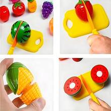 Marphy 24件套趣味切菜玩具，包含食物、水果和蔬菜，可用于角色扮演，促进早期教育基础技能发展，也是一份节日礼物。 - 彩色 - 查看 9