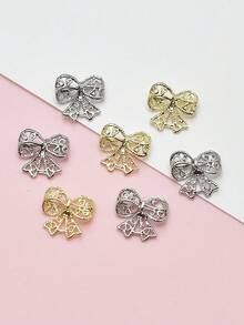 10件装合金蝴蝶结美甲装饰立体镂空金属丝带美甲法式美甲配件 - 彩色 - 查看 3