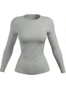 KIT 4 Women's Second Skin Shirt UV+50 Sun Protection Long Thermal T-Shirt Winter And Summer Fashion GJR Modas - 灰色 - 查看 2