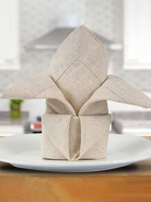 1PC Personalized Embroidered Linen Napkin Set - High-Quality Napkins With Letter Patterns - Washable Natural Fabric Napkins - Elegant Banquet Service Items For Formal Dining