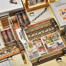 1 Box/12Rolls Handmade Decorative Tape Series - Kyoto Style, Mixed Styles Suitable For Scrapbooking, Gift Wrapping, DIY Crafts