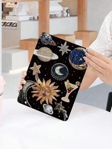 1 件印象派星空元素图案平板保护壳，兼容 iPad 10.2 英寸、iPad Pro 11 2021/2020/10th Gen、iPad Mini 4/5/6、Galaxy Tab A8 10.5 英寸 2022、Matepad 10.4/Tab，带铅笔槽，防摔，平板电脑支架保护套 - 彩色 - 查看 4