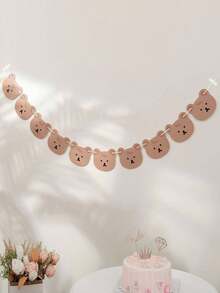 1pc Paper Pull Flag, Cute Cartoon Bear Decor Pull Flag For Home,Christmas Birthday Decorations Tapestry Room Decor Party Decorations - Little Bear Pulls Flag - View 1