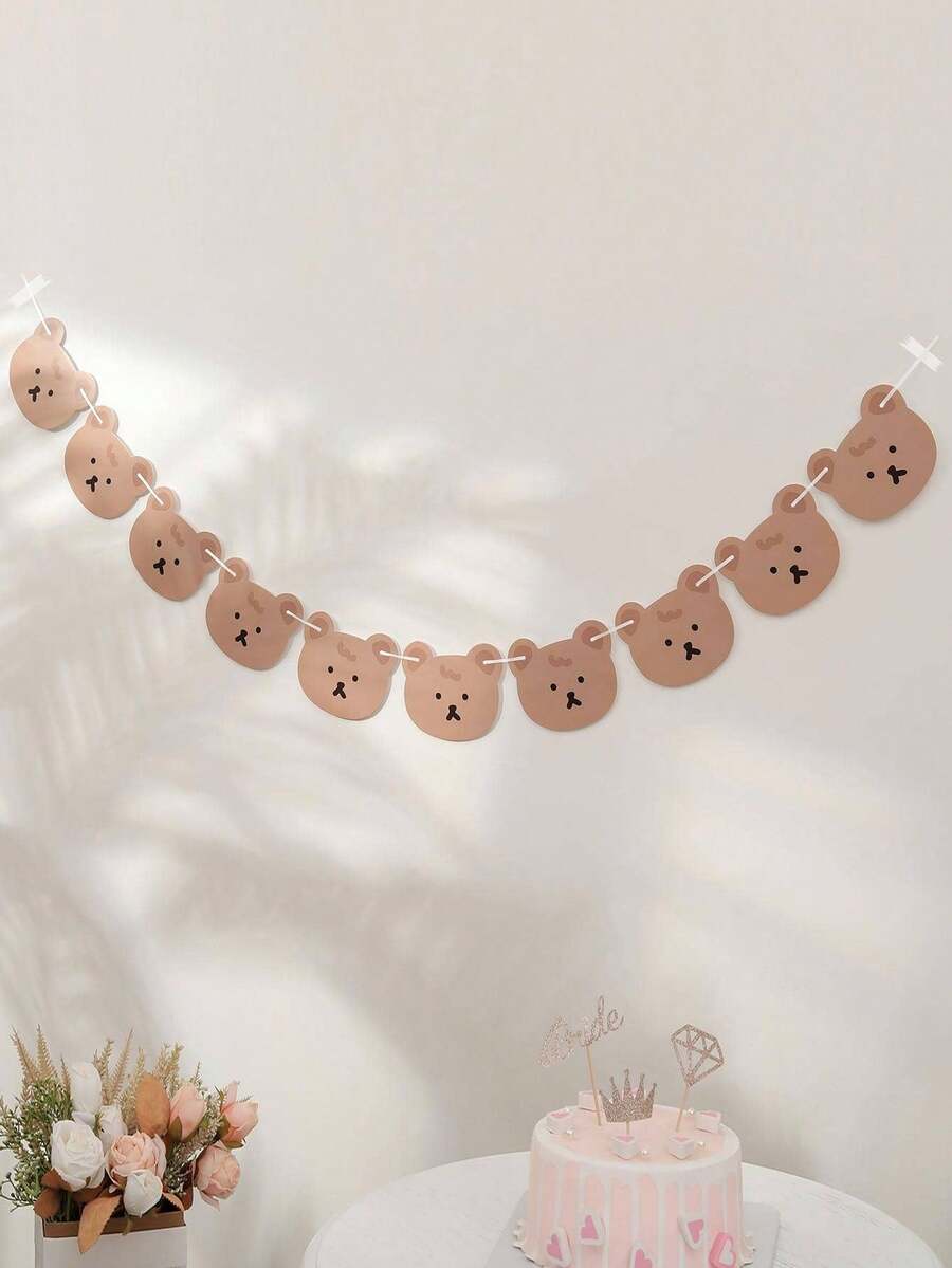 1pc Paper Pull Flag, Cute Cartoon Bear Decor Pull Flag For Home,Christmas Birthday Decorations Tapestry Room Decor Party Decorations - Little Bear Pulls Flag - View 1