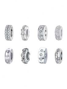 WOSTU 1 peça de contas espaçadoras de prata esterlina 925 com padrão retrô, contas espaçadoras de zircônia elegantes, adequadas para pulseiras e colares originais faça você mesmo para mulheres, acessórios de joias finas