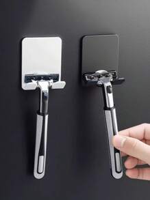 2pcs Plastic Manual Razor Holder Hooks, Self-Adhesive No Drill Stronghold Razor, Clothes, Umbrella Organizer Back To School