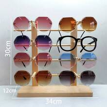 1 pieza Soporte de madera con diseño de veta para almacenamiento de gafas, expositor de gafas, organizador en forma de corona para sostener gafas - Color madera sin pintar - Ver 3