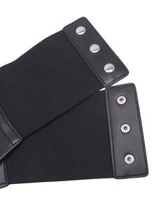 1 chiếc thắt lưng da PU màu trơn cổ điển dành cho nữ, đai nịt eo thon gọn - màu đen - Xem 5