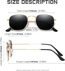 Gafas de sol polarizadas para mujer, gafas de sol de espejo planas hexagonales cuadradas de moda con protección - A33-plata/verde claro - Ver 3
