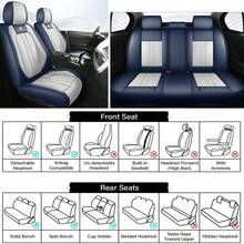 JDWBT Car Seat Covers Full Set 5 Seat, Fit For T0yota Hybrid RAV4, Camry, Corolla, 4Runner, Prius, C-HR, Avalon, Crown, NAPPA Leather Automotive Seat Covers For Cars, Universal Car Front Seats And Back, Adjustable Car Seat Protector - 藍白 - 查看 8