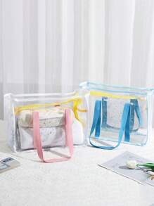 Bolsa de playa transparente, bolsa de almacenamiento a prueba de arena de gran capacidad con asa, adecuada para la playa, deportes, vacaciones