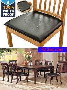 1/2pcs Black High Stretch Tablecloth + 6pcs Chair Cover Set, 4FT/6FT/8FT Polyester & Spandex Material Tablecloth, All-Season Tablecloth Covers, Full-Cover Chair Covers, PU Leather Chair Covers With Tie-Back, Suitable For Home, Indoor, Outdoor, Picnic And Camping, Fits All Holidays And Special Occasions
