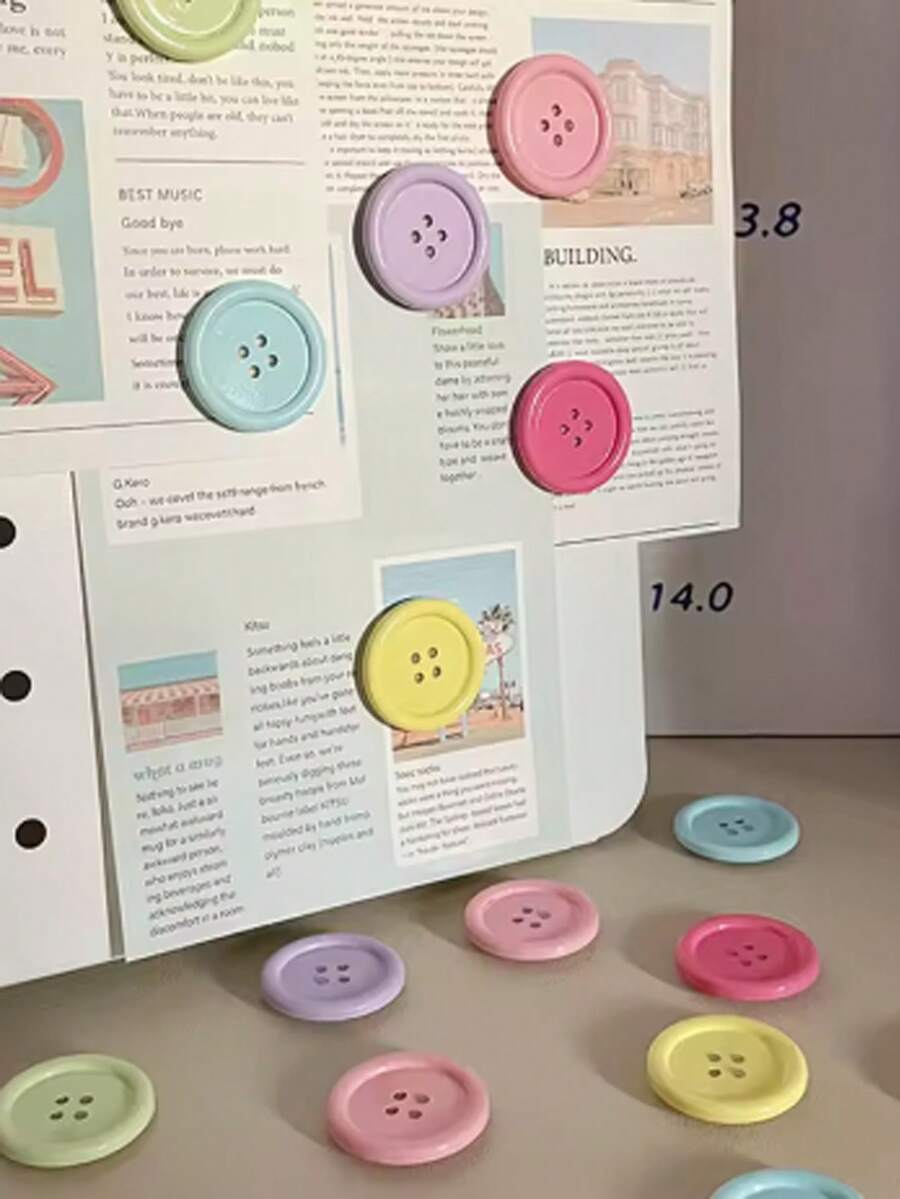 Cute Macaron Candy Color Button Fridge Magnets Set, Photo Wall Memo Board Magnets, Refrigerator Magnetic Stickers, Home Decor - Multicolor - View 1