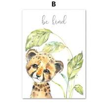 1 pieza de arte de pared póster con opción de marco, arte en lienzo de animales como elefante, jirafa, león, cebra, tigre, estilo nórdico para decoración de habitación infantil