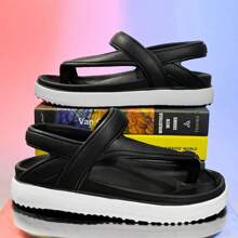 Men's Fashion Flip Flops, Thick Soft Sole, Fashion Versatile, Ideal For Street Wear, Solid Minimalist Style, Outdoor Sports, Beach Vacation, Flat Sandals