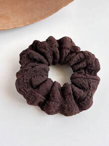 1pc/3pcs New Pleated Scrunchie 4.33in Large Size Elegant Brown Hair Ties Solid Color Versatile Hair Accessories Suitable For Commuting, Work, Outing, Travel, Party, Washing Face, Mask Applying, Outfit Matching
