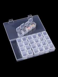 1pc Transparent Storage Box, 28 Grids DIY Diamond Painting Box, Jewelry Storage Box, Plastic False Nail Storage Box, Rhinestone Bead Storage Box, Manicure Supplies, Manicure Tools, Manicure Art Tools, Back To School, Manicure, Manicure Tools (Suitable For Press-On Nails) - Clear - View 4