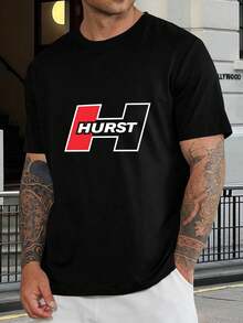Camiseta gráfica con logotipo Hurst para hombre - Camiseta negra clásica - Regalo para entusiastas del automóvil - Mezcla de algodón suave - Varias tallas - Negro - Ver 1