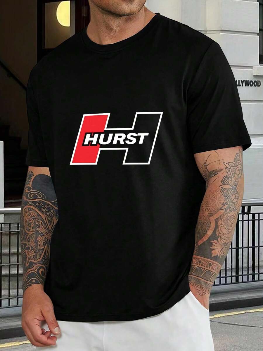 Camiseta gráfica con logotipo Hurst para hombre - Camiseta negra clásica - Regalo para entusiastas del automóvil - Mezcla de algodón suave - Varias tallas - Negro - Ver 1