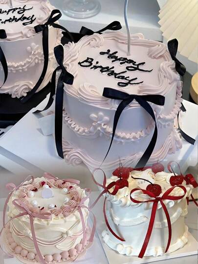 5/10/20 Stücke rot/schwarz/rosa Schleifen-Kuchenaufsätze, Valentinstags-Kuchenaufsätze, Dessert-Schleifen-Aufsätze, Schleifen-Kuchendekorationszubehör, Jubiläums-Kuchenaufsätze für Hochzeiten, Partys, Valentinstag, Jahrestag, Geburtstagskuchen