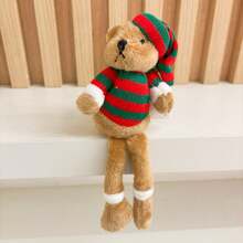 enfeite decorativo natal  Urso sentado com cachecol  20CM